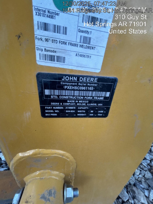 2025 JOHN DEERE 96" Loader Fork Carriage - John Deere