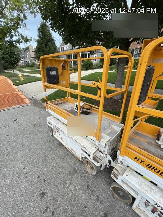 Custom Equipment HB-1430 <ul>
 <li>Hy-Brid Scissor Lift</li>
  <li>Platform capacity up to 670 lbs.</li>
  <li>Working height up to 20 ft</li>
  <li>Weighs under 1,700 lbs.</li>
  <li>Non-marking wheels </li>
</ul>