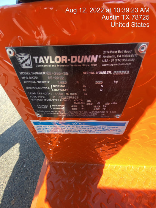 2022 TAYLOR DUNN R-380