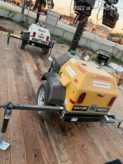 2022 Allmand NLV3GR (4) LED Light Fixture 350W, 23' Vertical Mast, 3kW Prime, Towable, Deep Sea L401, Leveling Jacks, Yanmar T4F 5.8hp