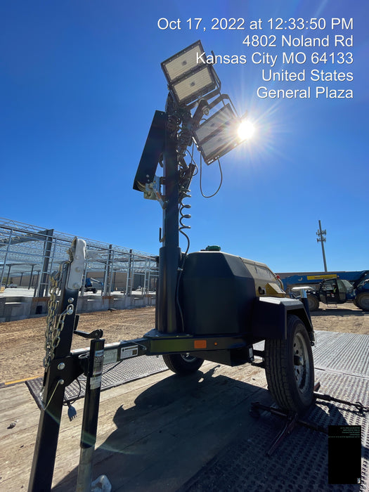 2022 Allmand NLV3GR (4) LED Light Fixture 350W, 23' Vertical Mast, 3kW Prime, Towable, ES Decals, T3