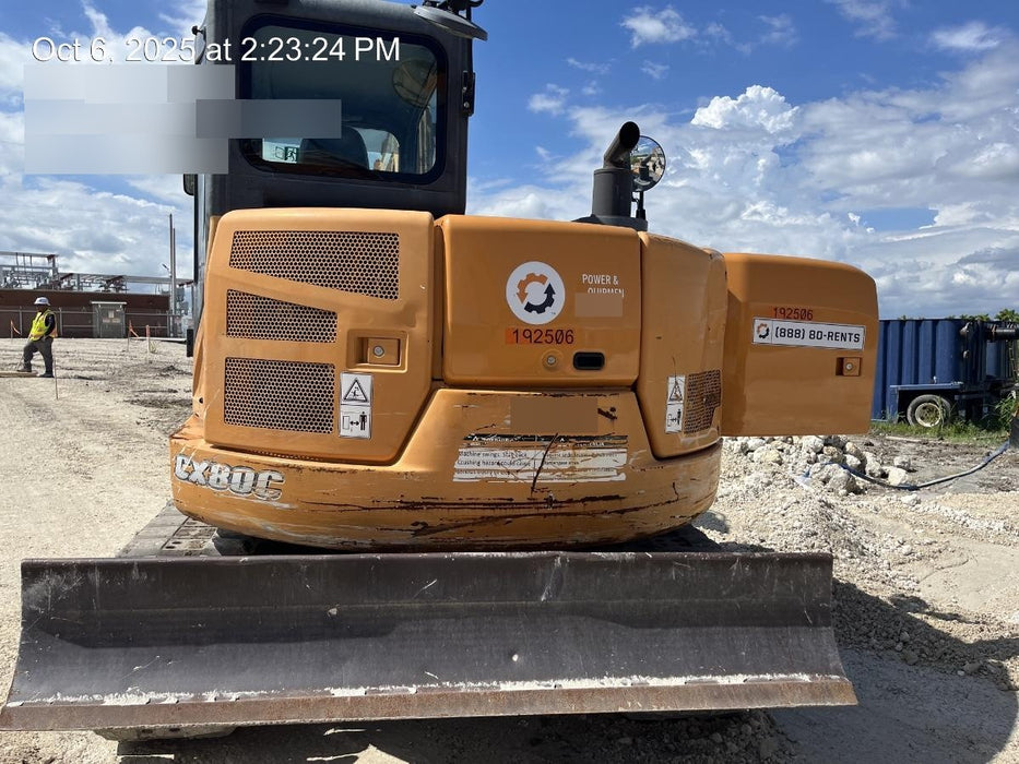 2017 Case CX80C CLOSED CAB, A/C,RUBBER TRACKS PADS,7'-2" ARM,THUMB