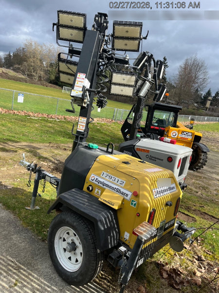 Allmand NLV3GR (4) LED Light Fixture 350W, 23' Vertical Mast, 3kW Prime, Towable, Deep Sea L401, Leveling Jacks, Yanmar T4F 5.8hp