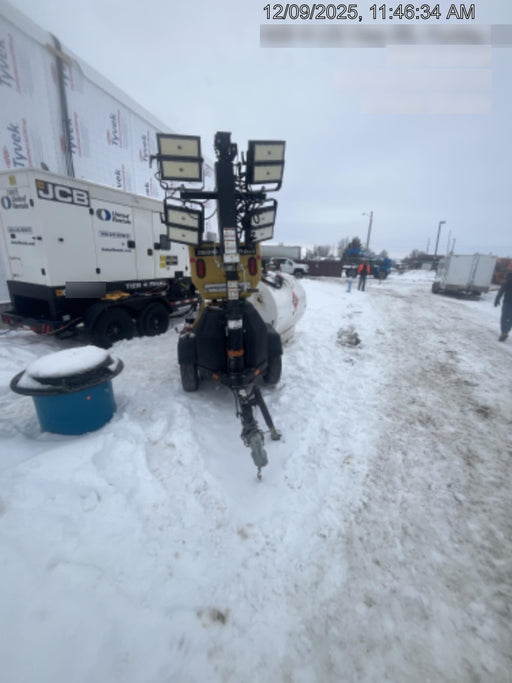 2022 Allmand NLV3GR (4) LED Light Fixture 350W, 23' Vertical Mast, 3kW Prime, Towable, Deep Sea L401, Leveling Jacks, Yanmar T4F 5.8hp