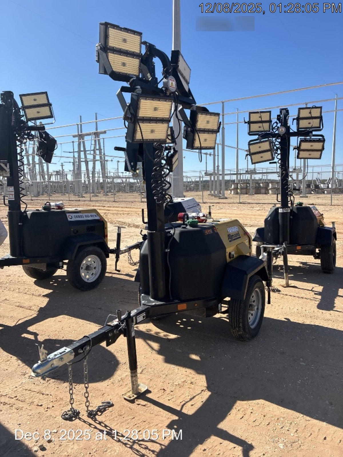 2022 Allmand NLV3GR (4) LED Light Fixture 350W, 23' Vertical Mast, 3kW Prime, Towable, Deep Sea L401, Leveling Jacks, Yanmar T4F 5.8hp