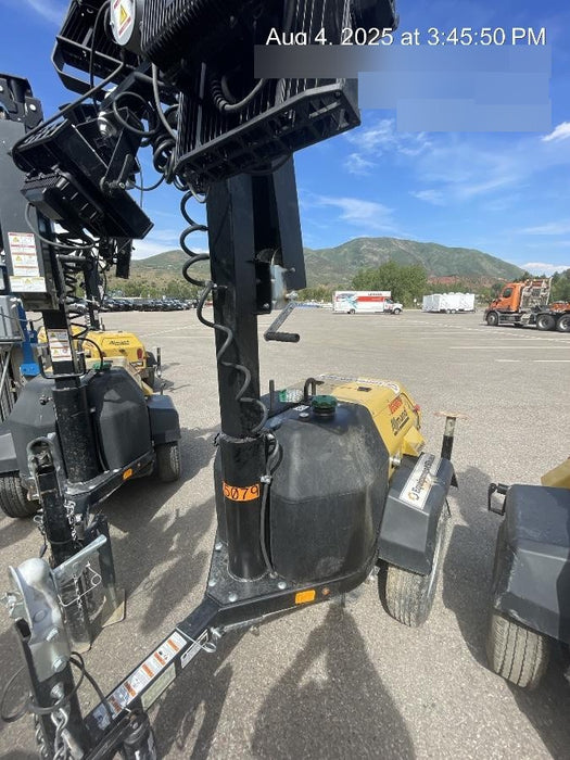 2022 Allmand NLV3GR (4) LED Light Fixture 350W, 23' Vertical Mast, 3kW Prime, Towable, ES Decals, T3