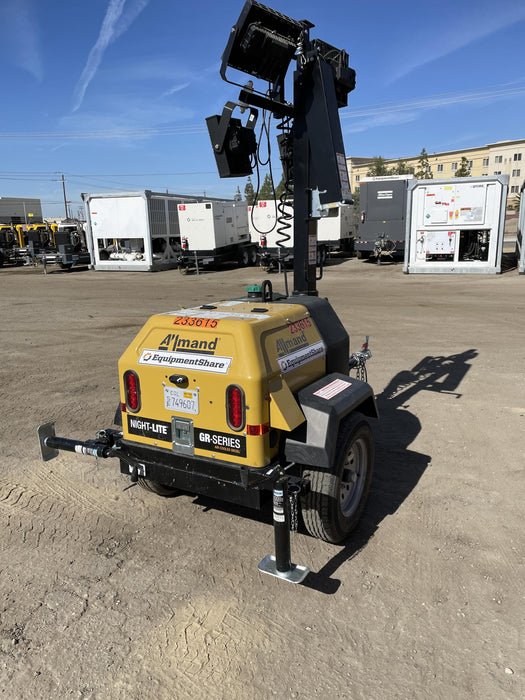 2022 Allmand NLV3GR (4) LED Light Fixture 350W, 23' Vertical Mast, 3kW Prime, Towable, Deep Sea L401, Leveling Jacks, Yanmar T4F 5.8hp