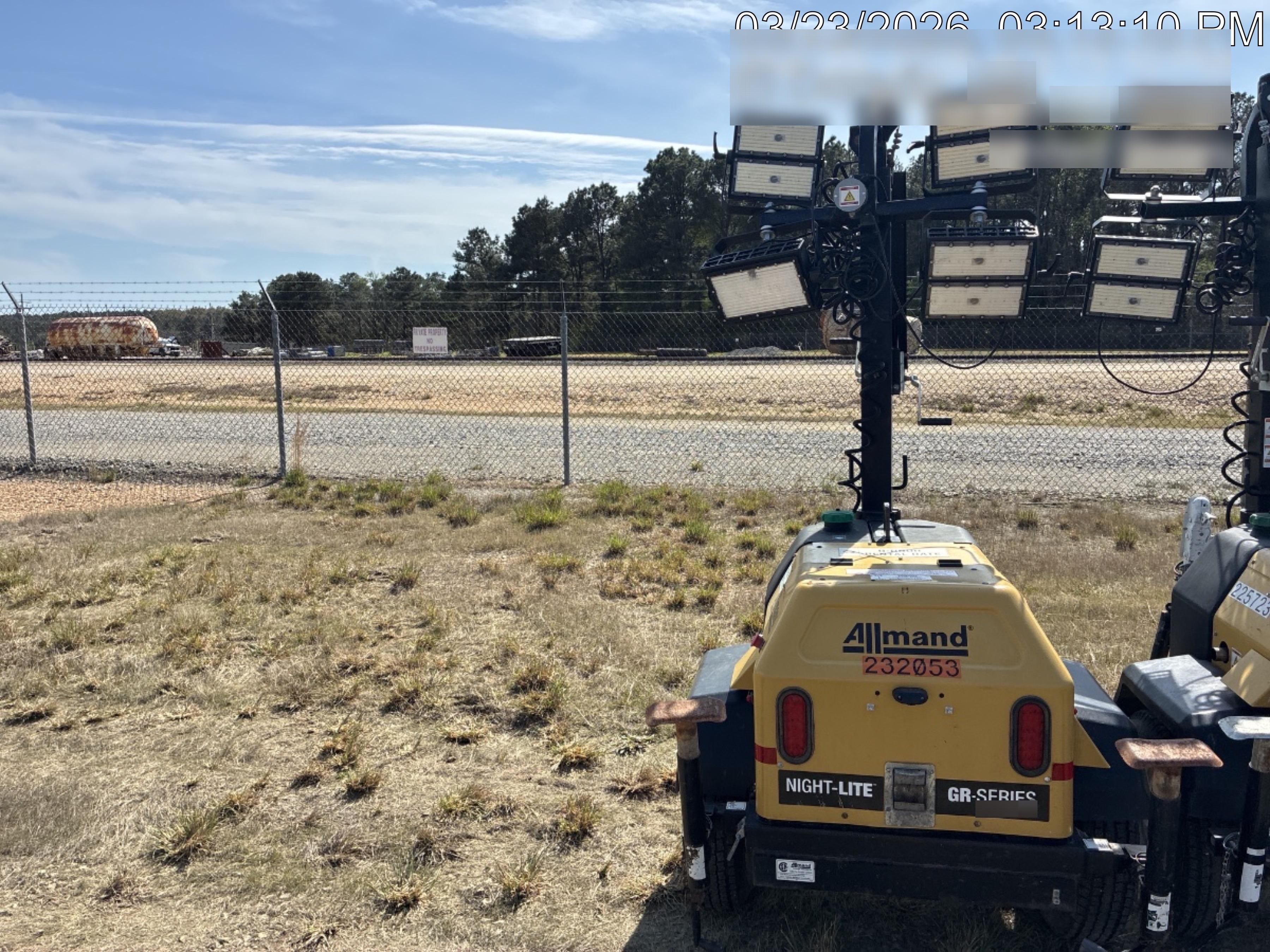2022 Allmand NLV3GR (4) LED Light Fixture 350W, 23' Vertical Mast, 3kW Prime, Towable, Deep Sea L401, Leveling Jacks, Yanmar T4F 5.8hp