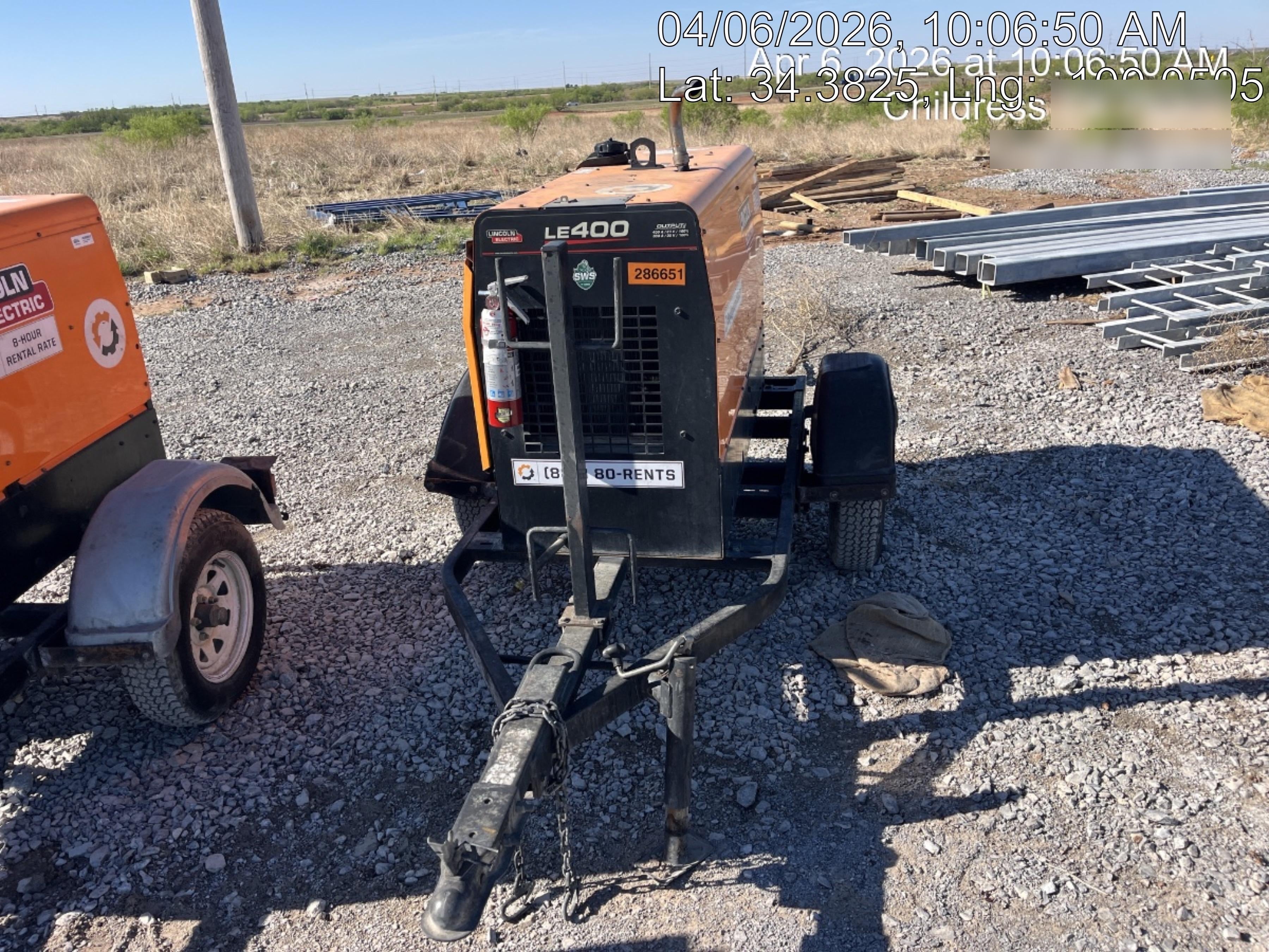 2022 Lincoln Electric LE400 Kubota V1505, Trlr, Cable Rack, Light Kit, ES Decals, T3