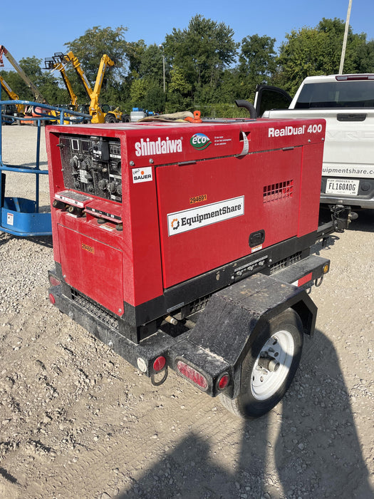 2023 Shindaiwa DGW400MDL Kubota D902 Engine, 23 HP, Dual Op Welder, Wire, Arc, Droop Stick, Tig, and CC Stick Functionality, Simulphase, 3 Phase and 1 Phase Gen Output, Single Axle NB Trlr, Slr Trckl Chrg 12V 12W, Fire Ext