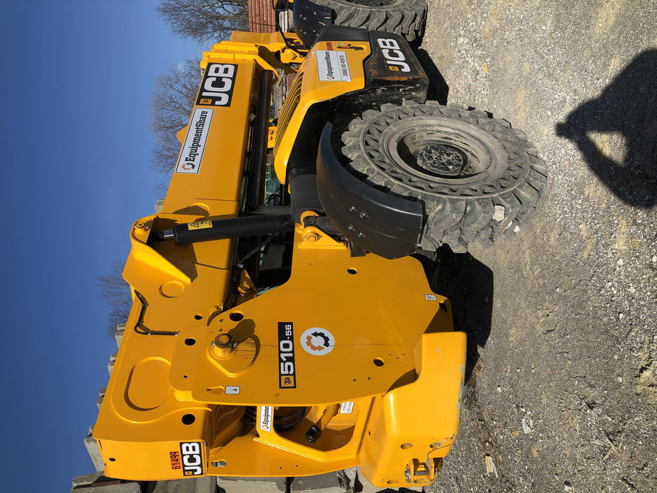 2020 JCB 510-56 Cab/Heat/Air, 74 HP, Solid Tires, STD Worklight, Beacon, Aux Hydraulics, Lifting Eye, Back up Alarm w/66" Carriage/60" Forks