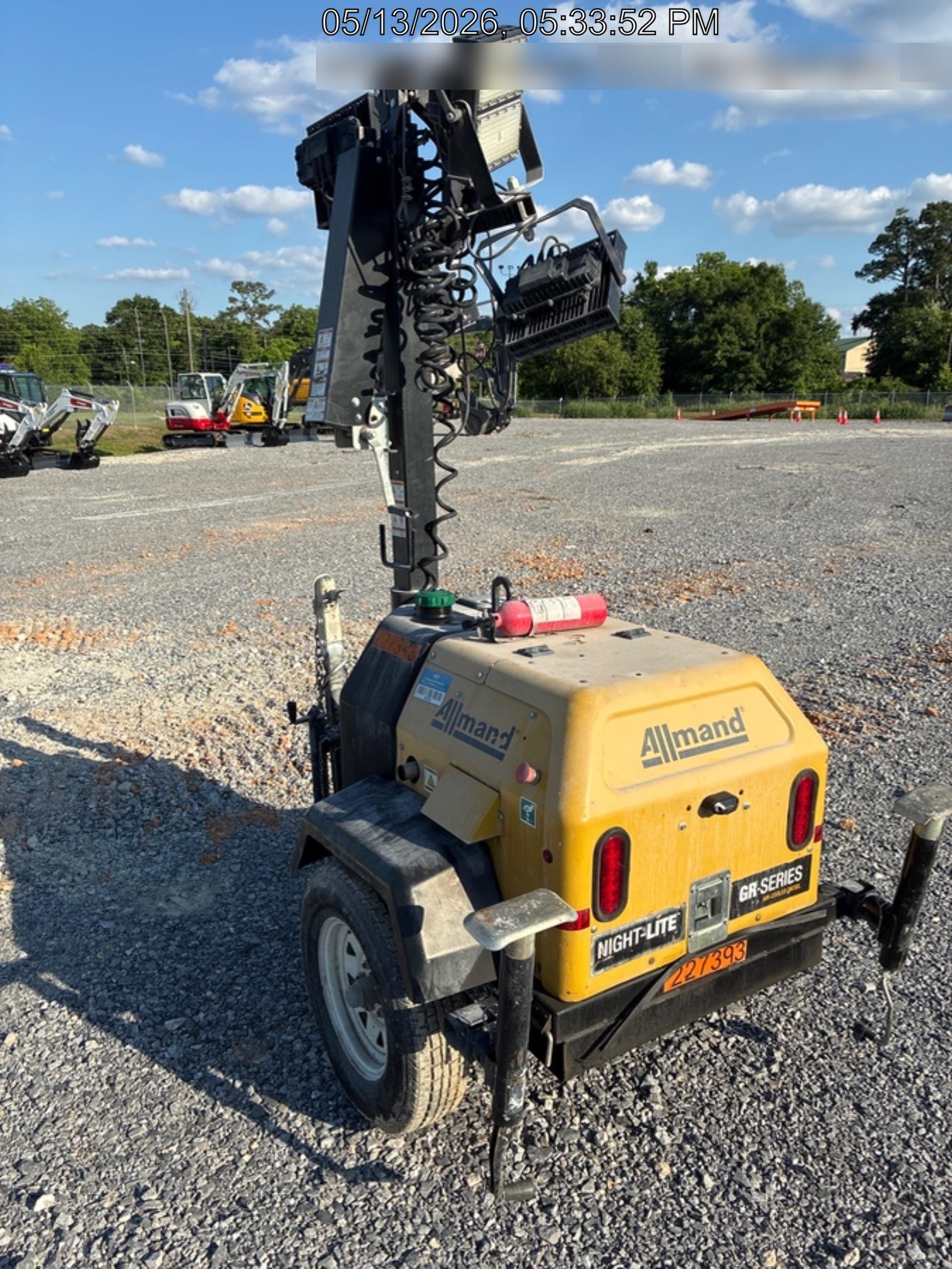 2022 Allmand NLV3GR (4) LED Light Fixture 350W, 23' Vertical Mast, 3kW Prime, Towable, Deep Sea L401, Leveling Jacks, Yanmar T4F 5.8hp