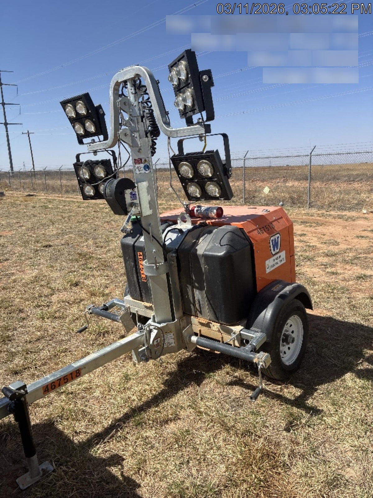 2024 Wanco WLTT-4MM4K Diesel, Deep Sea Controller, Shore Power Plug, Auto Start, (4) 350W LED Floodlights, 4kW Generator, 60 Gal Fuel Tank, 2" Ball, T3