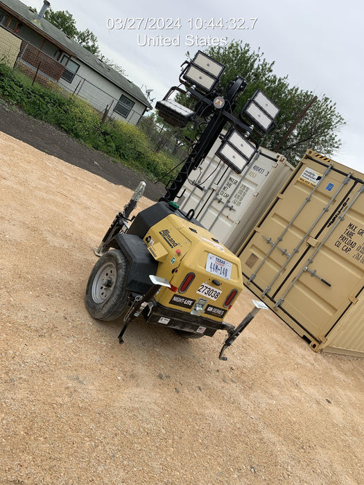 2022 Allmand NLV3GR (4) LED Light Fixture 350W, 23' Vertical Mast, 3kW Prime, Towable, ES Decals, T3