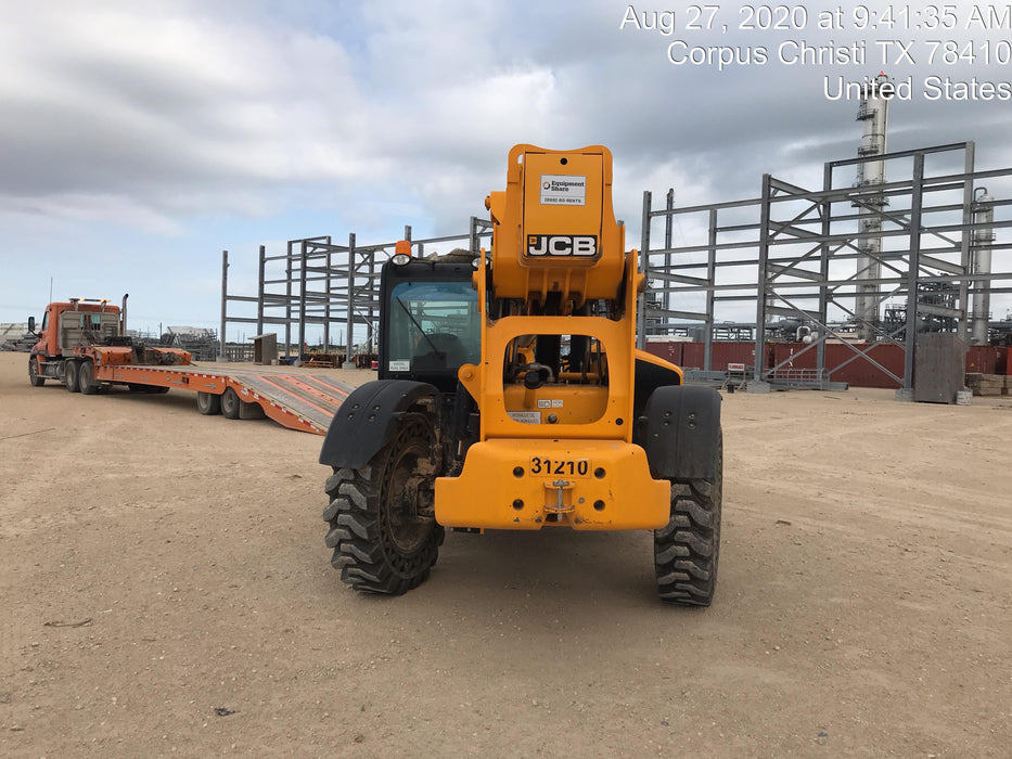 2019 JCB 512-56 Enclosed Cab, 109 HP, Solid Tires, Worklights, Beacon, Aux Hydraulics, Lifting Eye w/60" Carriage/60" Forks
