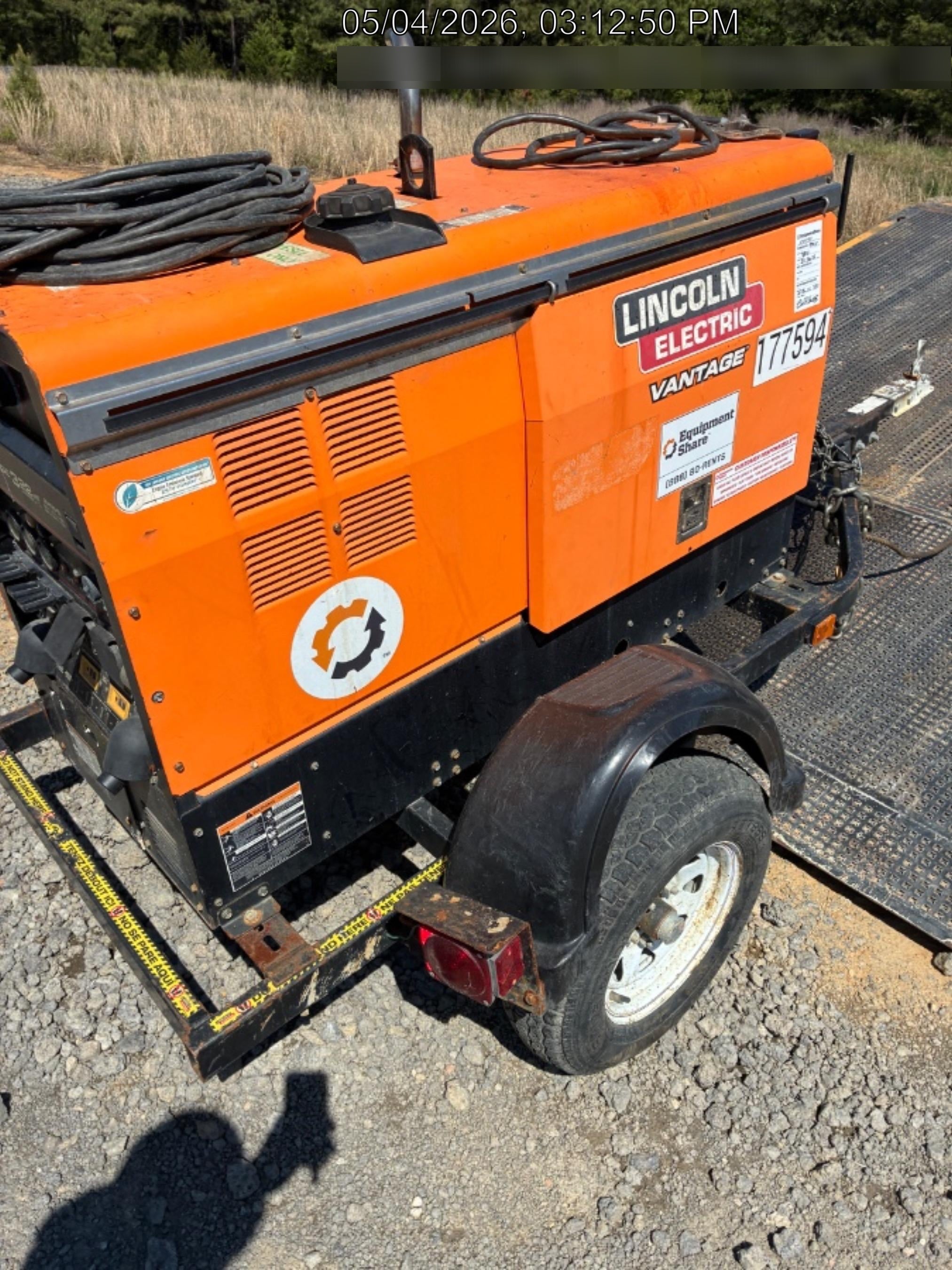 2021 Lincoln Electric Vantage 322 Vantage 322 Ready Pak 3 w/ Decals, ORANGE (includes trailer, cable rack, fender light kit) NO Telematics