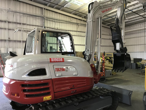 2019 Takeuchi TB290 Cab/Heat/AC Rubber tracks, Dozer blade, Travel alarm, Auxiliary hydraulics Manual QC, Hydraulic thumb, 18", 24", and 36" Buckets