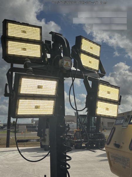 2022 Allmand NLV3GR (4) LED Light Fixture 350W, 23' Vertical Mast, 3kW Prime, Towable, Deep Sea L401, Leveling Jacks, Yanmar T4F 5.8hp