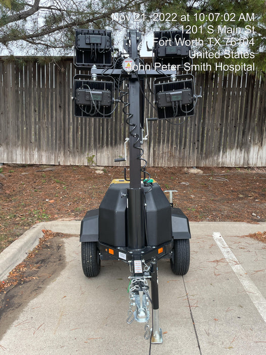 2022 Allmand NLV3GR (4) LED Light Fixture 350W, 23' Vertical Mast, 3kW Prime, Towable, ES Decals, T3