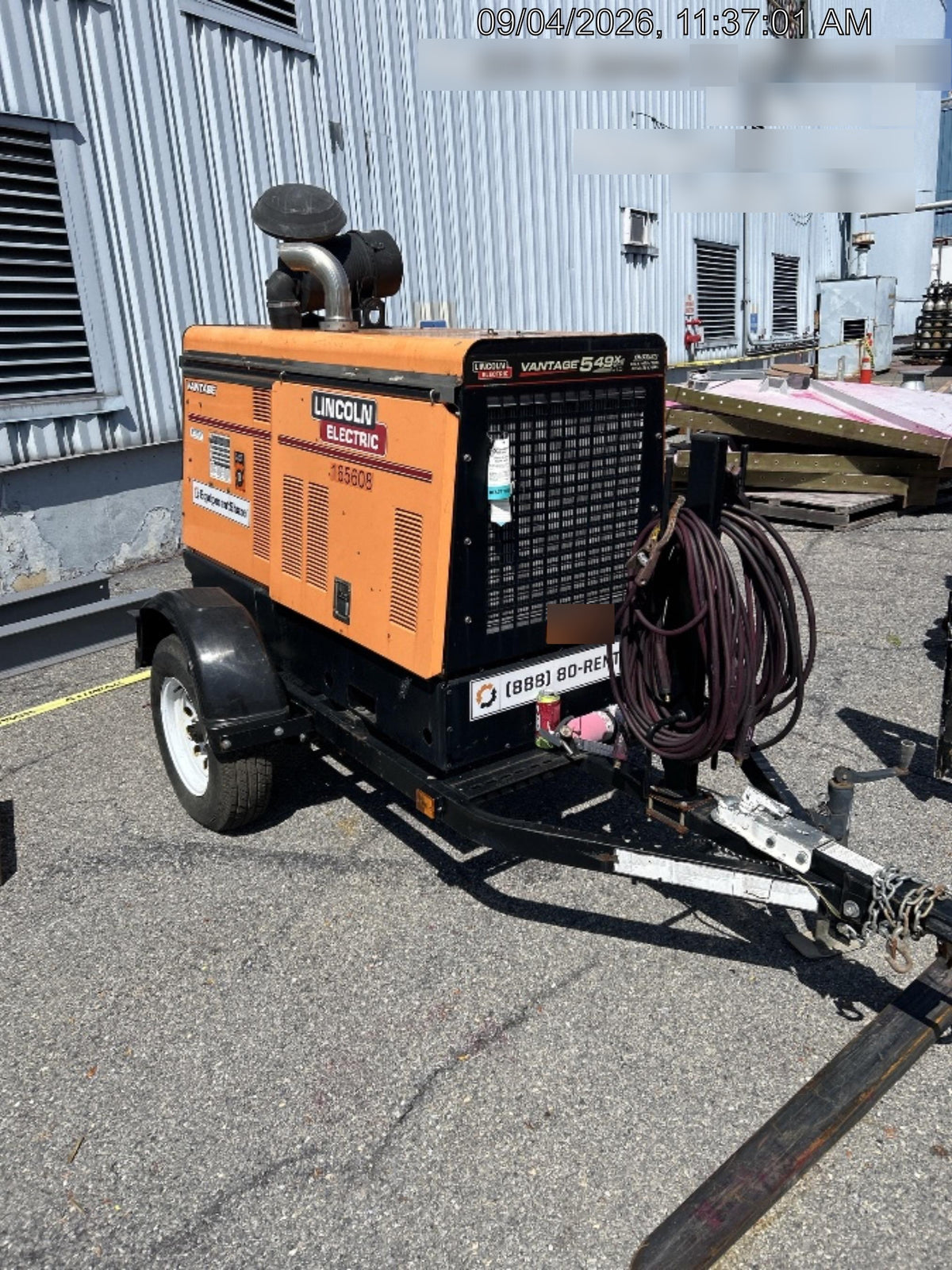 2021 Lincoln Electric Vantage 549X Ready Pak 3, ORANGE (includes trailer, cable rack, fender light kit)