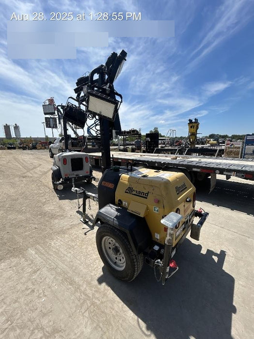 2022 Allmand NLV3GR (4) LED Light Fixture 350W, 23' Vertical Mast, 3kW Prime, Towable, Deep Sea L401, Leveling Jacks, Yanmar T4F 5.8hp