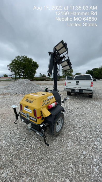 2022 Allmand NLV3GR (4) LED Light Fixture 350W, 23' Vertical Mast, 3kW Prime, Towable, Deep Sea L401, Leveling Jacks, Yanmar T4F 5.8hp