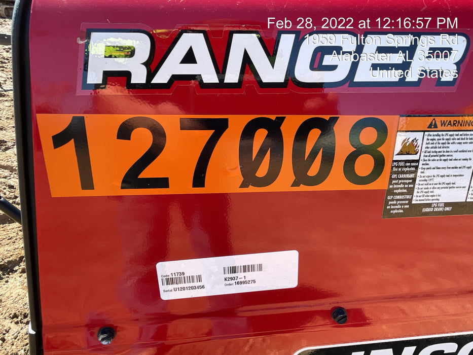 2021 Lincoln Electric Ranger 305 LPG K3430-1, Ranger 305 LPG, Undercarriage, Tank Holder & Strap, 10kw AC Gen, 25hp Kohler LPG Eng