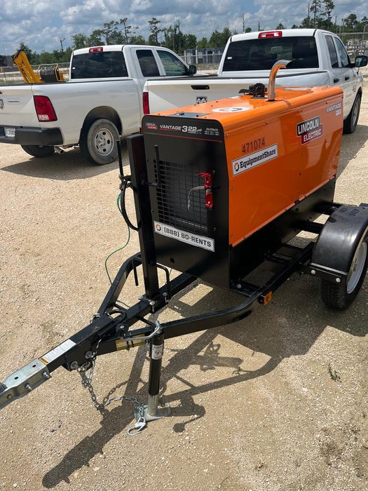 2024 Lincoln Electric Vantage 322 Welder Ready-Pak 3, Two wheel trailer, Fender and Light kit, Cable Rack, Orange