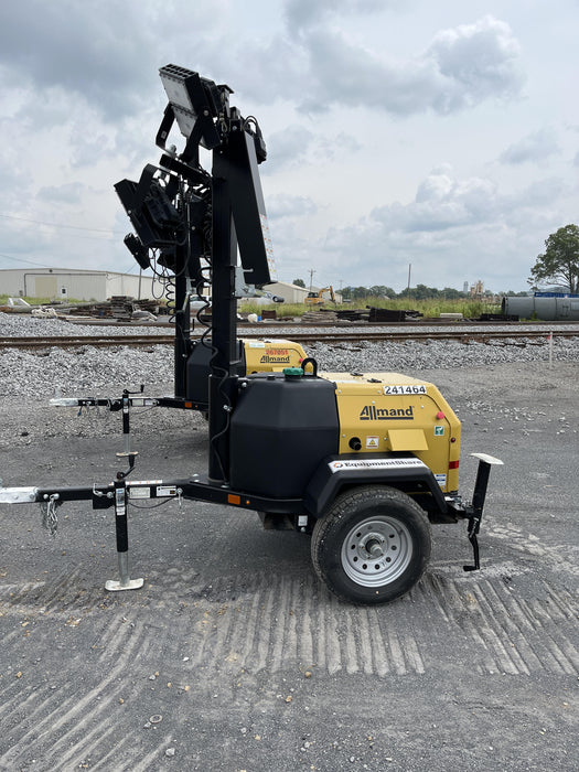 2022 Allmand NLV3GR (4) LED Light Fixture 350W, 23' Vertical Mast, 3kW Prime, Towable, Deep Sea L401, Leveling Jacks, Yanmar T4F 5.8hp