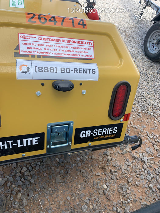 2022 Allmand NLV3GR (4) LED Light Fixture 350W, 23' Vertical Mast, 3kW Prime, Towable, ES Decals, T3