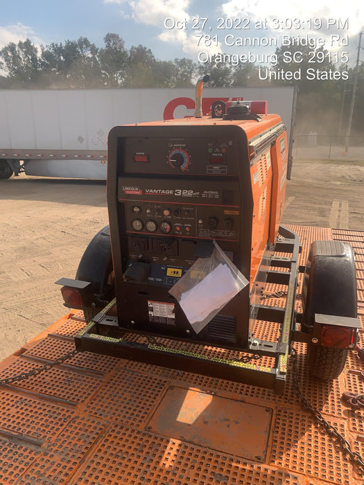 2021 Lincoln Electric Vantage 322 Vantage 322 Ready Pak 3 w/ Decals, ORANGE (includes trailer, cable rack, fender light kit) NO Telematics