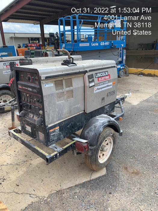 2019 Lincoln Electric Vantage 322 Ready-Pak 3, Two Wheel Trailer, Fender and Light Kit, Cable Rack