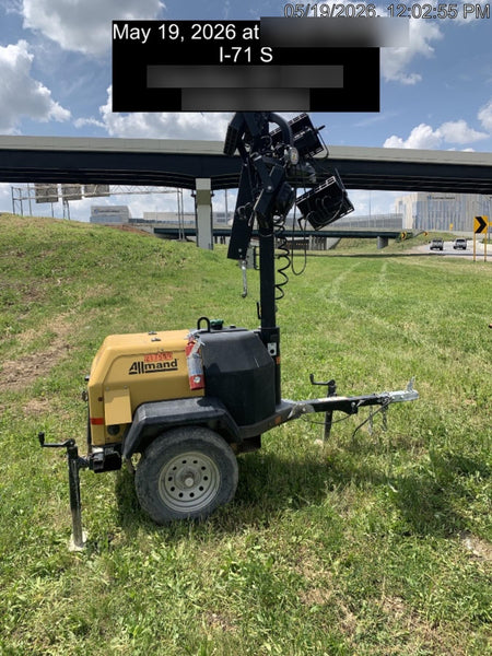 2022 Allmand NLV3GR (4) LED Light Fixture 350W, 23' Vertical Mast, 3kW Prime, Towable, Deep Sea L401, Leveling Jacks, Yanmar T4F 5.8hp
