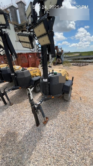 Allmand NLV3GR (4) LED Light Fixture 350W, 23' Vertical Mast, 3kW Prime, Towable, Deep Sea L401, Leveling Jacks, Yanmar T4F 5.8hp