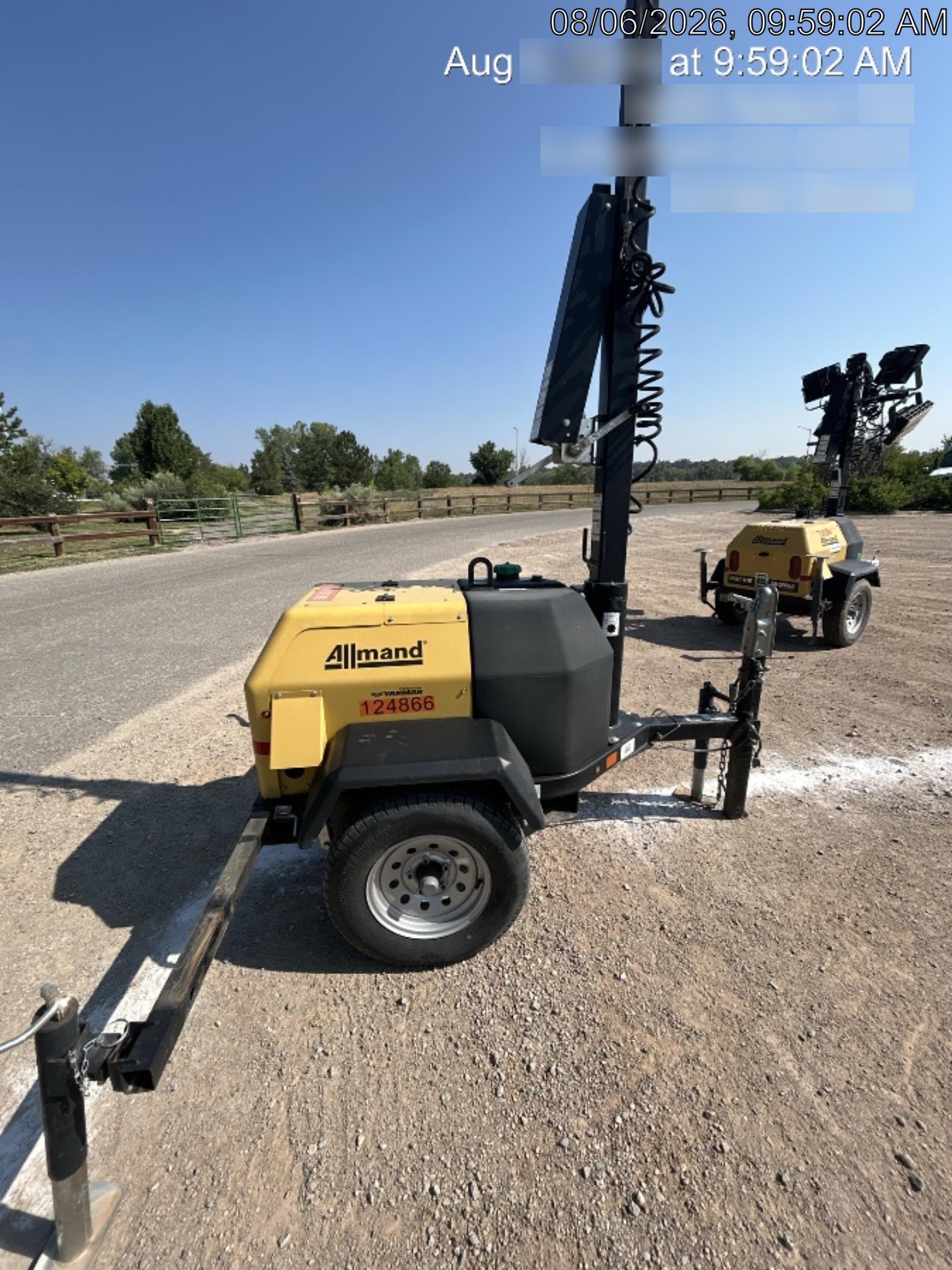2020 Allmand NLV3GR (4) LED Light Fixture 350W, 23' Vertical Mast, 3kW Prime, Towable, Deep Sea L401, Leveling Jacks, Yanmar T4F 5.8hp