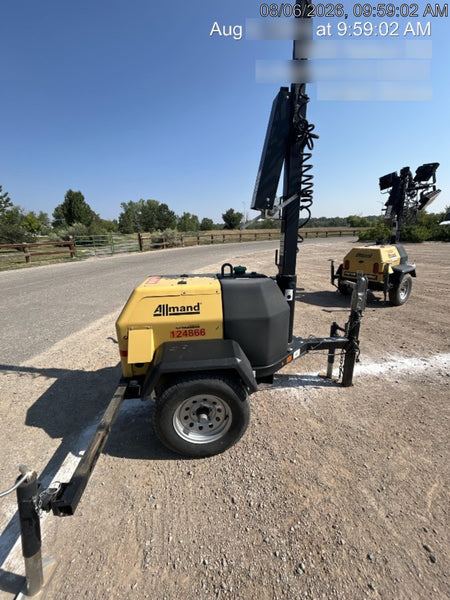 2020 Allmand NLV3GR (4) LED Light Fixture 350W, 23' Vertical Mast, 3kW Prime, Towable, Deep Sea L401, Leveling Jacks, Yanmar T4F 5.8hp