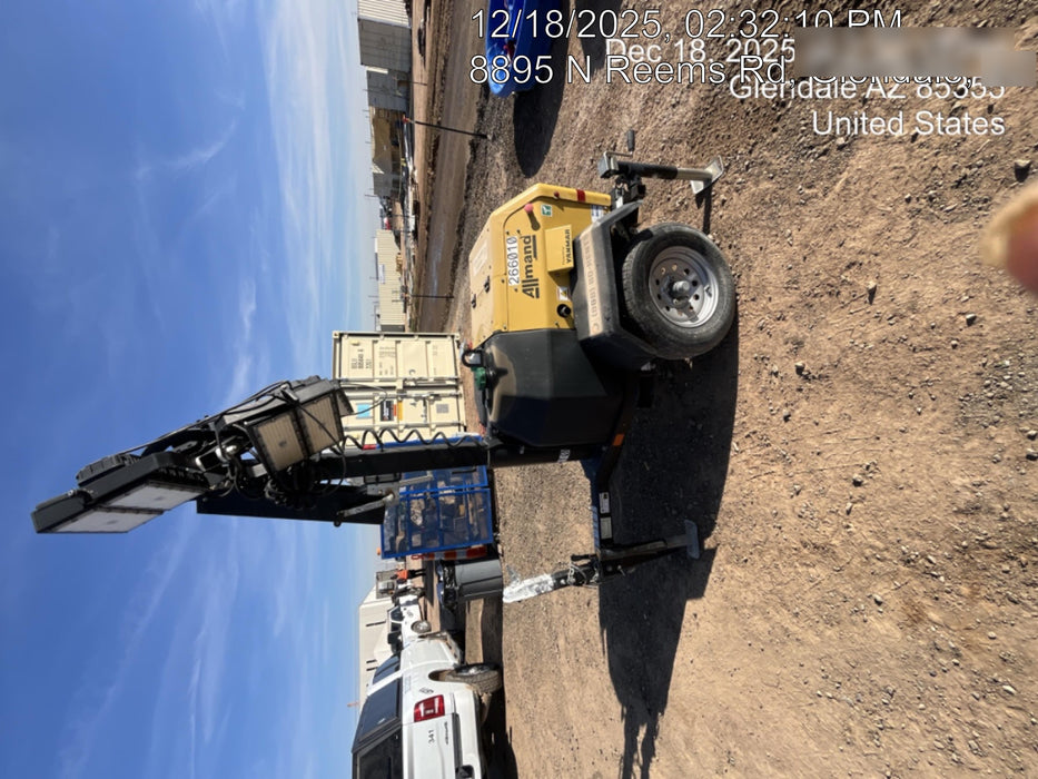 2022 Allmand NLV3GR (4) LED Light Fixture 350W, 23' Vertical Mast, 3kW Prime, Towable, ES Decals, T3