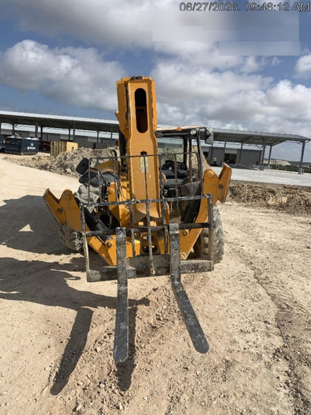 2019 JCB 510-56 74 HP w/Open ROPS, Beacon, Aux Hydraulics, Worklights, Solid Tires w/60" Carriage/Forks
