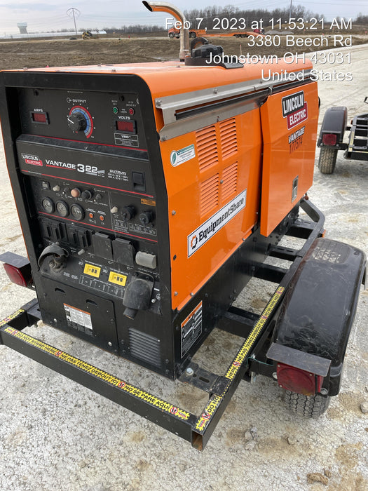 2021 Lincoln Electric Vantage 322 Vantage 322 Ready Pak 3 w/ Decals, ORANGE (includes trailer, cable rack, fender light kit) NO Telematics