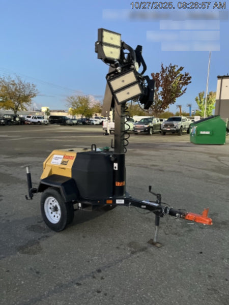 2021 Allmand NLV3GR (4) LED Light Fixture 350W, 23' Vertical Mast, 3kW Prime, Towable, Deep Sea L401, Leveling Jacks, Yanmar T4F 5.8hp