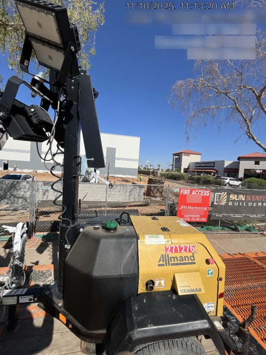 2022 Allmand NLV3GR (4) LED Light Fixture 350W, 23' Vertical Mast, 3kW Prime, Towable, ES Decals, T3