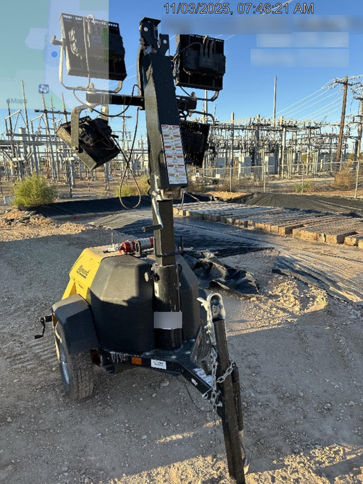 2022 Allmand NLV3GR (4) LED Light Fixture 350W, 23' Vertical Mast, 3kW Prime, Towable, ES Decals, T3