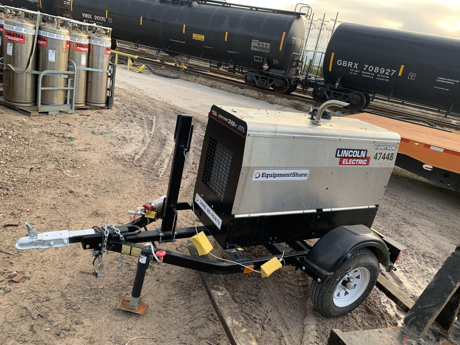 2019 Lincoln Electric Vantage 322 Ready-Pak 3, Two Wheel Trailer, Fender and Light Kit, Cable Rack