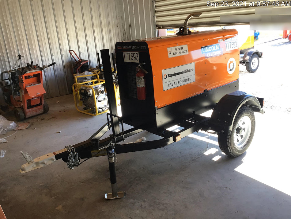 2021 Lincoln Electric Vantage 322 Vantage 322 Ready Pak 3 w/ Decals, ORANGE (includes trailer, cable rack, fender light kit) NO Telematics
