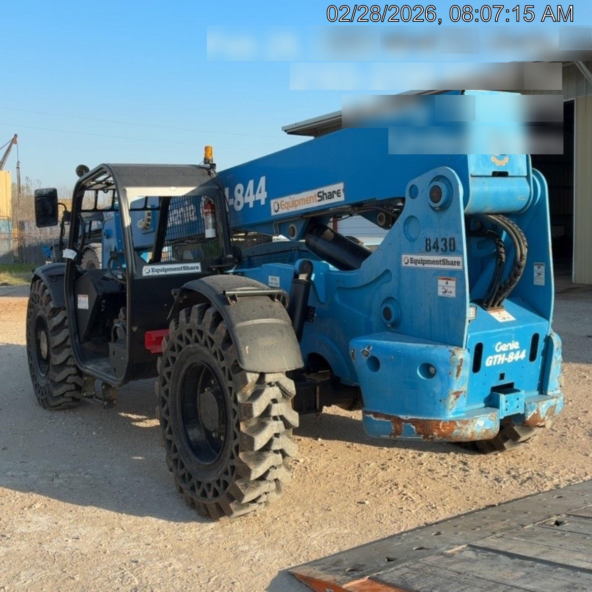 2018 Genie GTH-844 Genie GTH-844D w/Open ROPS, Solid Tires, Work Light/Beacon, 60" Carriage and Forks