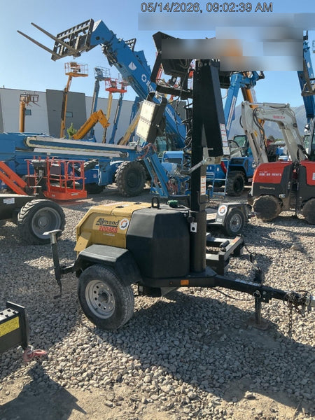 2022 Allmand NLV3GR (4) LED Light Fixture 350W, 23' Vertical Mast, 3kW Prime, Towable, Deep Sea L401, Leveling Jacks, Yanmar T4F 5.8hp