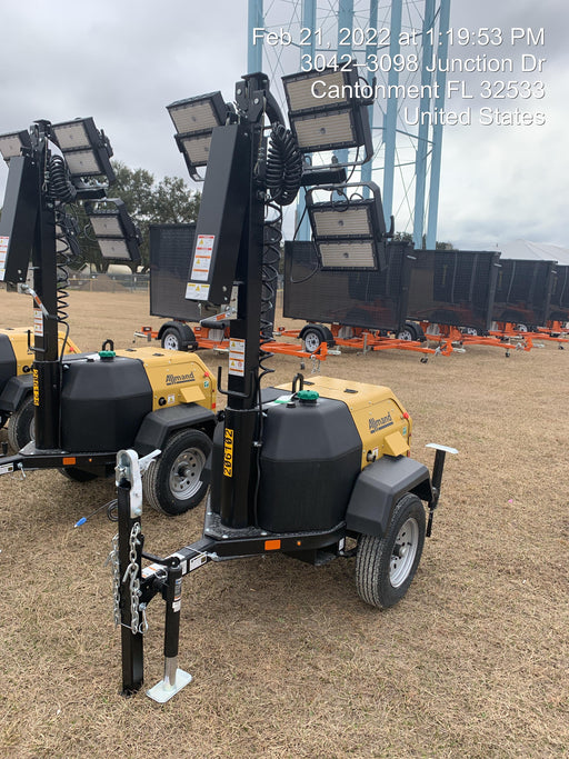 2022 Allmand NLV3GR (4) LED Light Fixture 350W, 23' Vertical Mast, 3kW Prime, Towable, Deep Sea L401, Leveling Jacks, Yanmar T4F 5.8hp