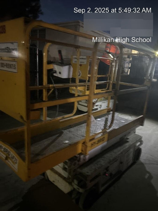 Custom Equipment HB-1430 <ul>
 <li>Hy-Brid Scissor Lift</li>
  <li>Platform capacity up to 670 lbs.</li>
  <li>Working height up to 20 ft</li>
  <li>Weighs under 1,700 lbs.</li>
  <li>Non-marking wheels </li>
</ul>