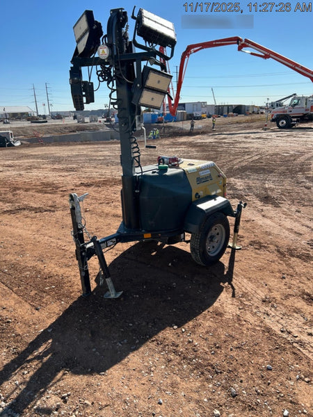 2022 Allmand NLV3GR (4) LED Light Fixture 350W, 23' Vertical Mast, 3kW Prime, Towable, Deep Sea L401, Leveling Jacks, Yanmar T4F 5.8hp