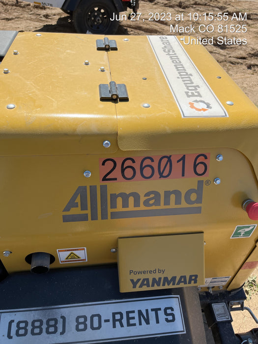 2022 Allmand NLV3GR (4) LED Light Fixture 350W, 23' Vertical Mast, 3kW Prime, Towable, ES Decals, T3